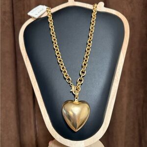 Gold Heart Pendant Necklace 34”